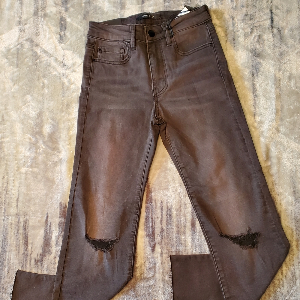 Black wash torn jeans